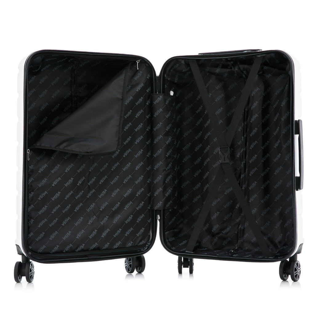28" White Hardside Lightweight Luggage with Spinner Wheels V537974