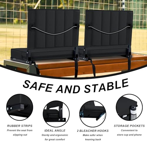 Black Padded Portable Folding Stadium Chair (2pcs) U767525