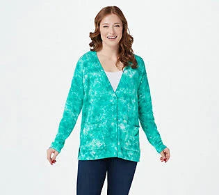 Aqua Marble Printed Button Front Cardigan S270135