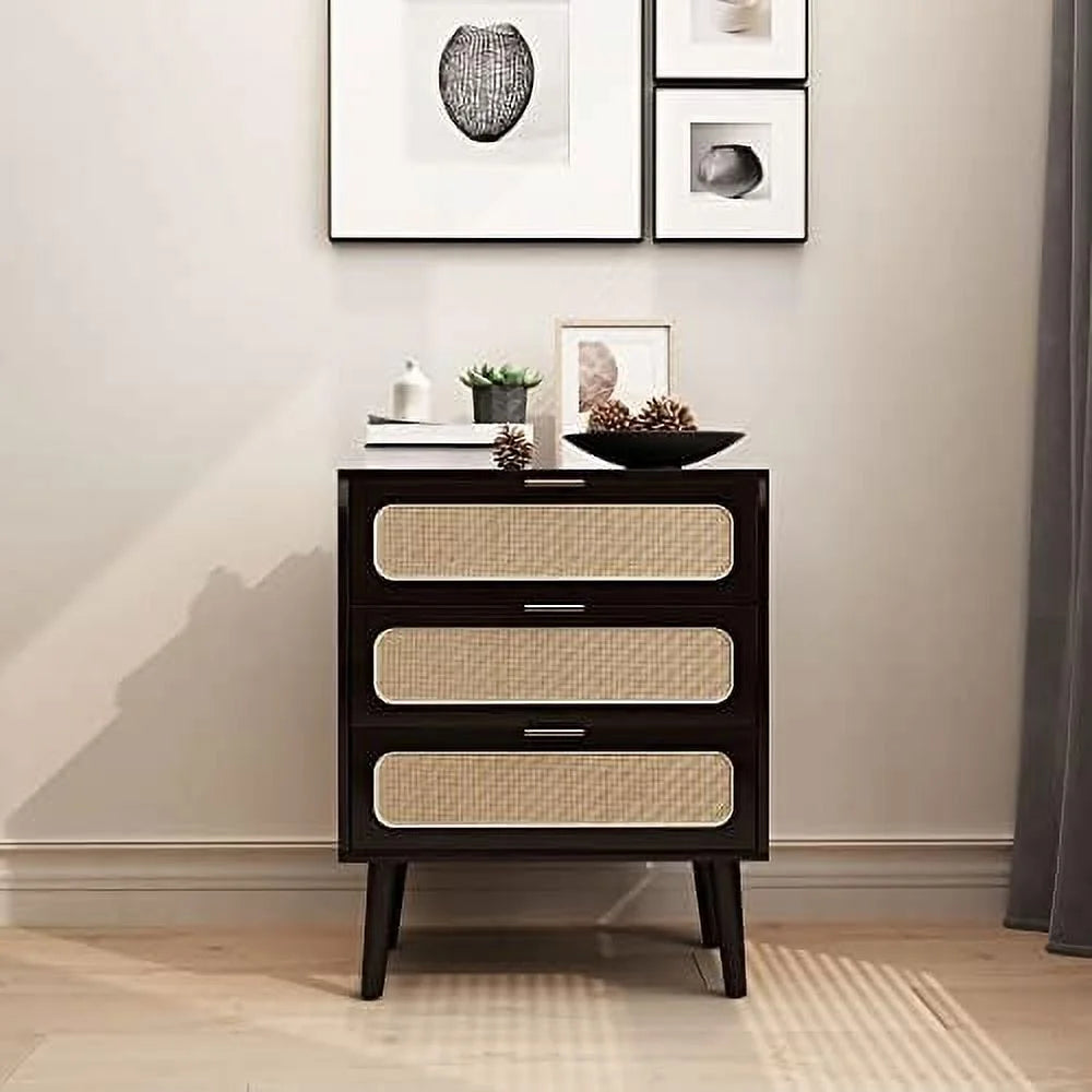 2 Sets of Rattan 3 Drawer Wood Dresser S266865
