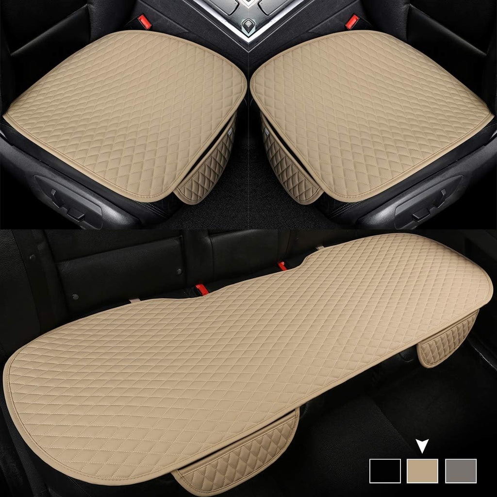 Beige Pu Leather Car Seat Bottom Covers, Pack of 2 K986