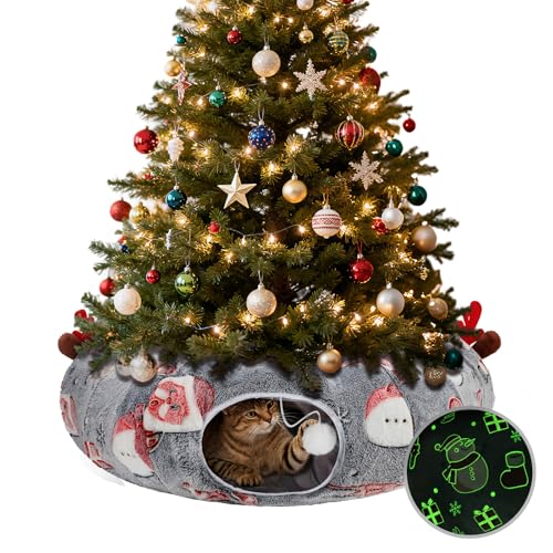 Grey Fluffy Plush Cat Tunnel Bed A7983
