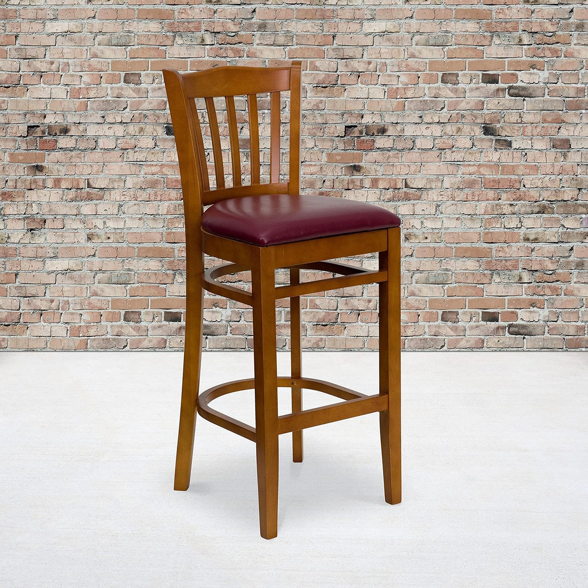Black Vinyl Vertical Slat Back Barstool T95220