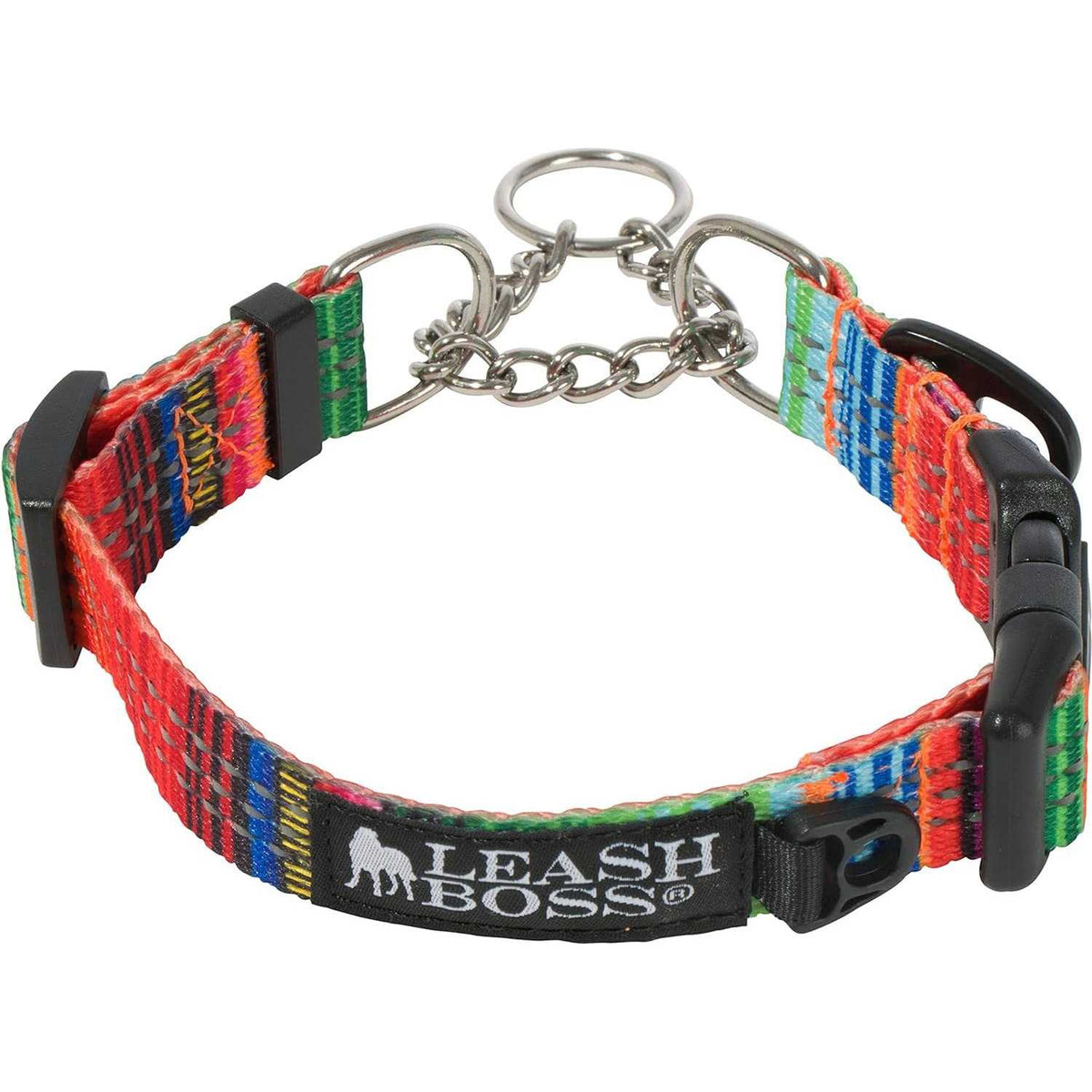 Patterned Reflective Chain Martingale Dog Collar Q224333