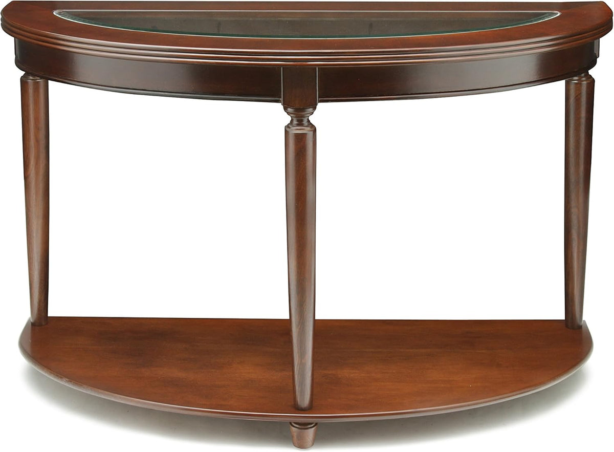 Dark Cherry Finish Glass Top Sofa Table M8375