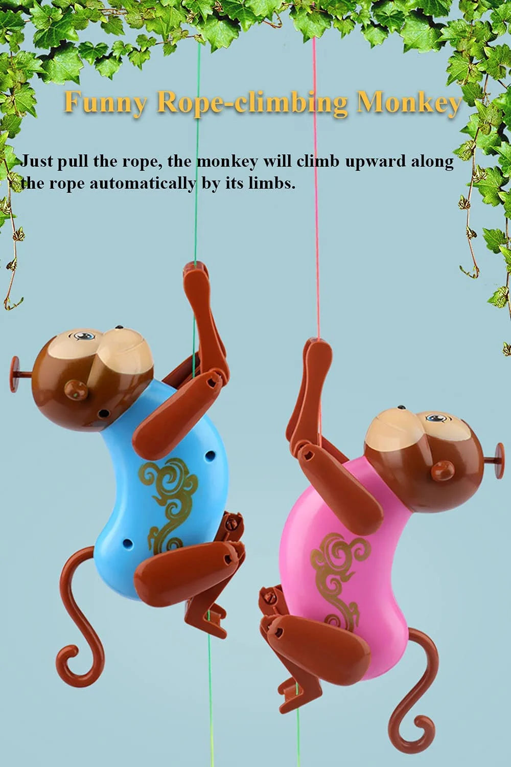 Pink Pull String Climbing Monkey Toy T323