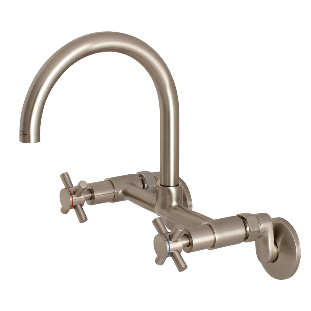 Brushed Nickel Adjustable Center Wall Mount Kitchen Faucet W47615