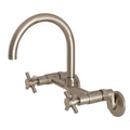 Brushed Nickel Adjustable Center Wall Mount Kitchen Faucet W47615
