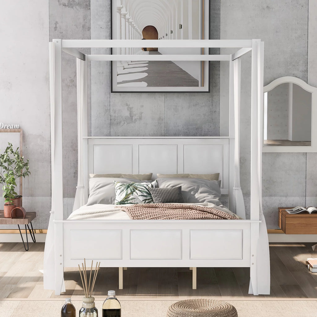 Queen Size Canopy Bed with Headboard and Footboard G393269