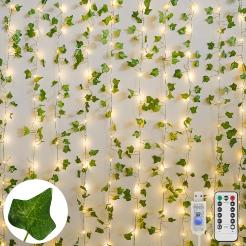 200 LED 6.5ft x 6.5ft Pothos Fairy Curtain Lights with Remote Warm White M851