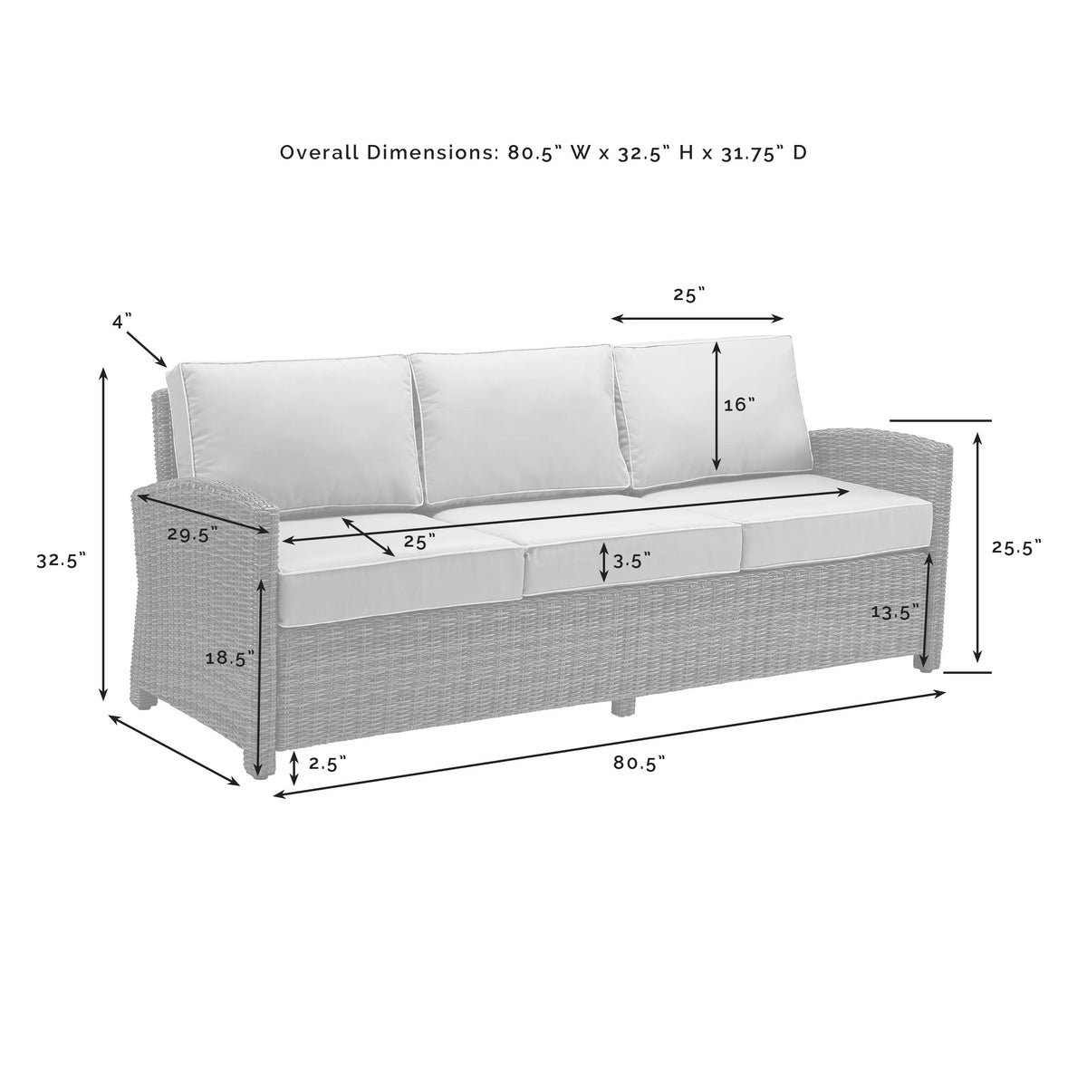 White Brown Fabric Outdoor Sofa F8436