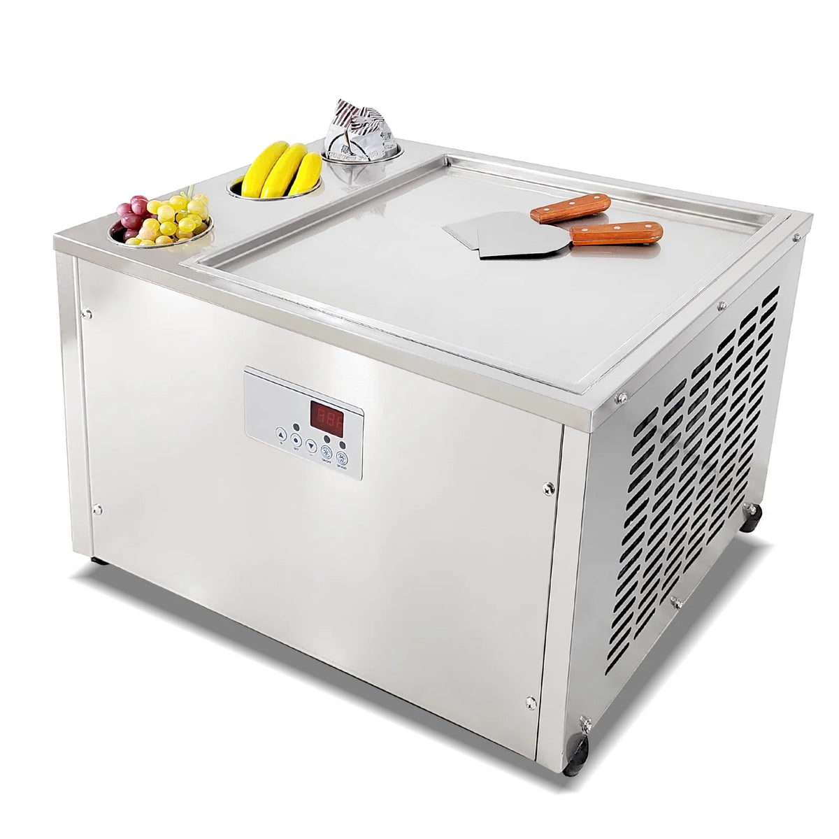 18"x18" Single Pan Roll Ice Cream Machine with 3 Buckets F92165