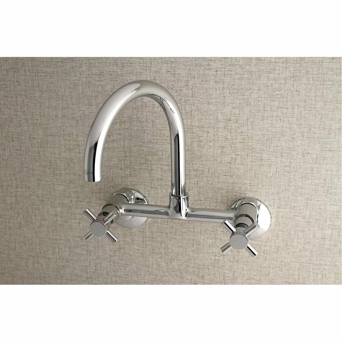 Brushed Nickel Adjustable Center Wall Mount Kitchen Faucet W47615