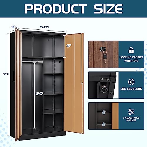 Steel Cabinet Wardrobe with Hanging Rod P49183