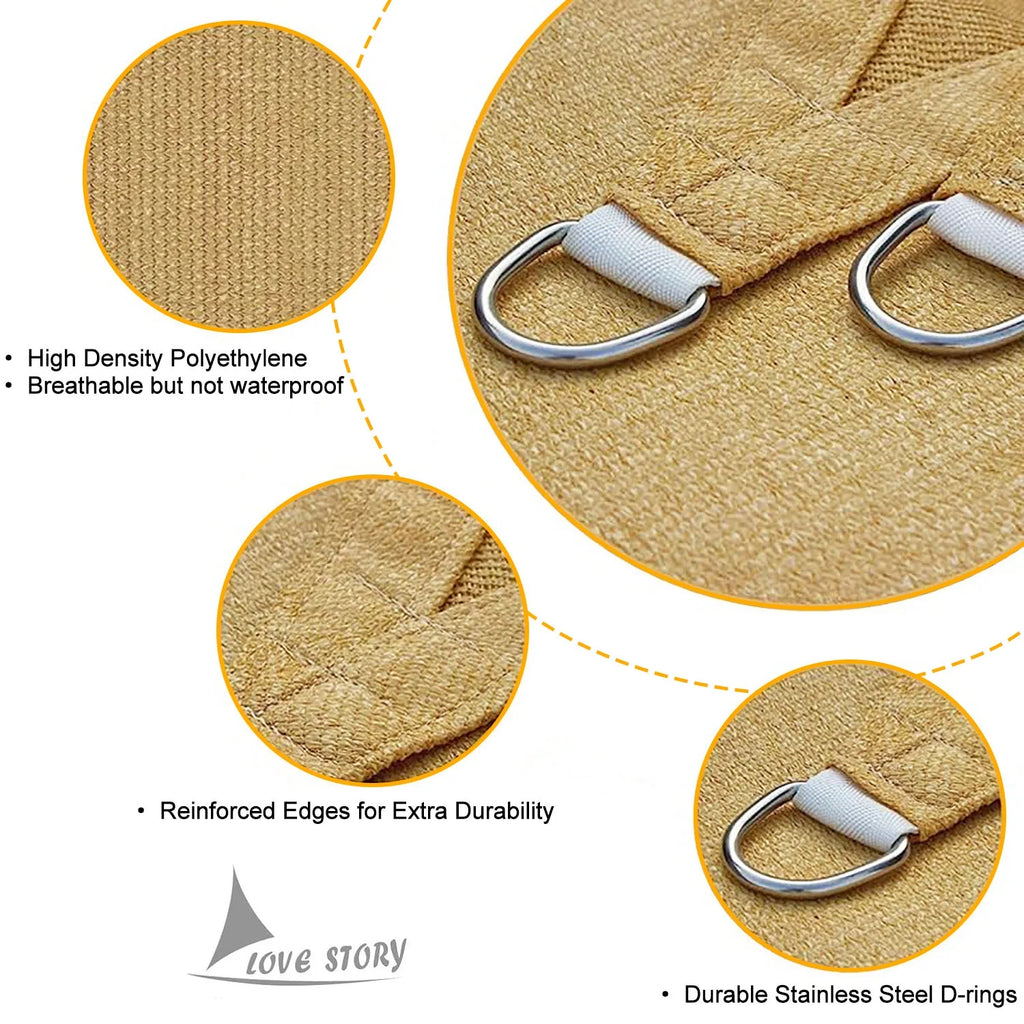 12' x 12' x 12' Sand Triangle Sun Shade Sail UV Block Awning L863895