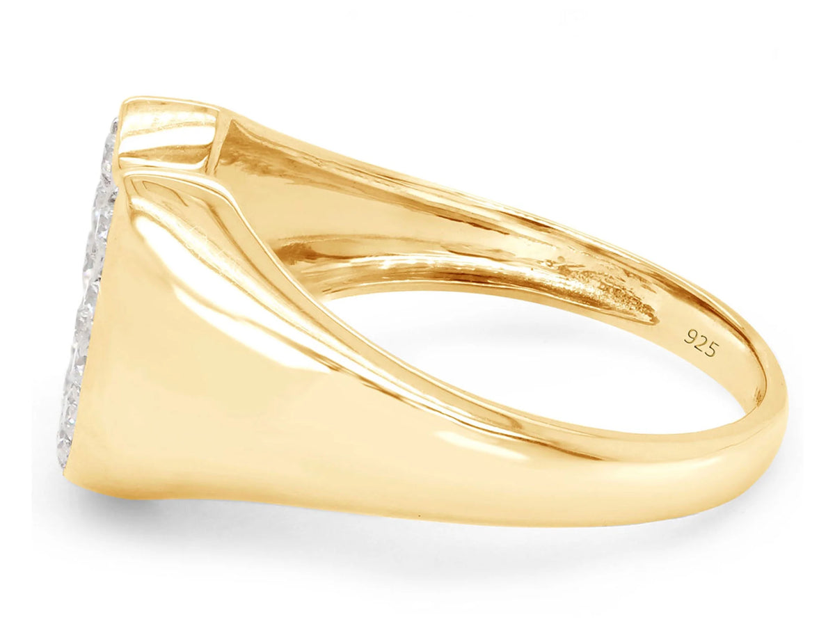 14K Yellow Gold Over Sterling Silver Moissanite Horseshoe Ring D871