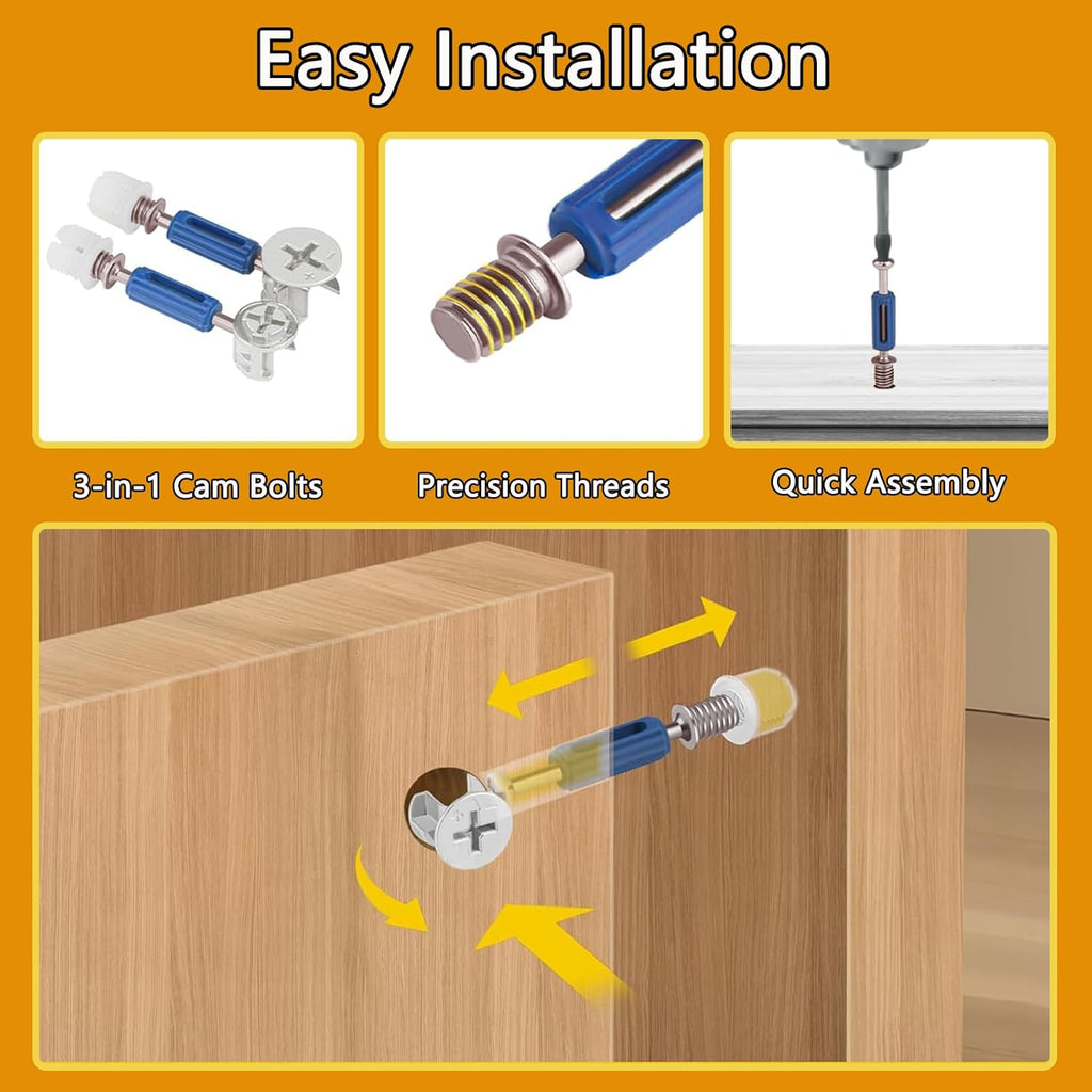 120Pcs 3 in 1 Cam Lock Fasteners T175670