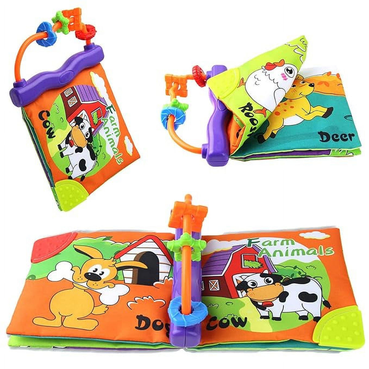 Soft Cloth Book with Teether Rings Infant Developmental Toy A9789