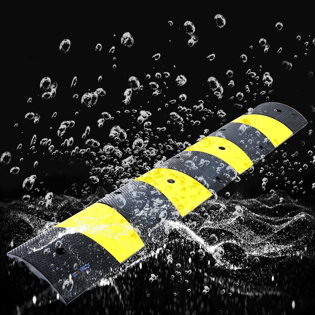 6FT Rubber Speed Bumps 2 Pack Heavy Duty Cable Protector Ramp with 8 Bolts G64303