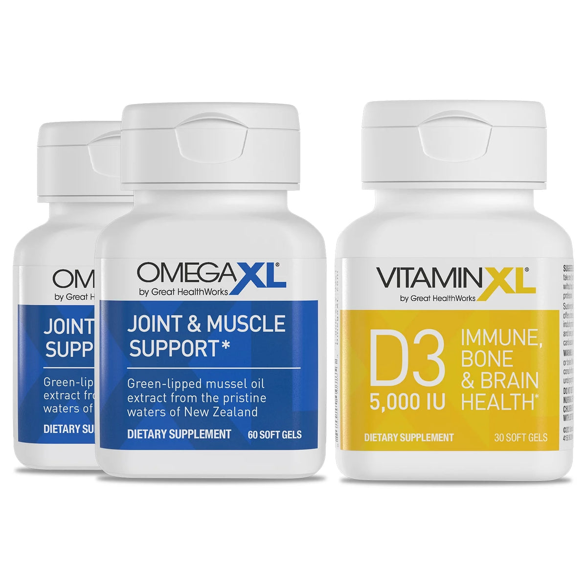 Joint and Muscle Support Supplement 60 count (2 Pack) & Vitamin D 5000 IU 30 count J596