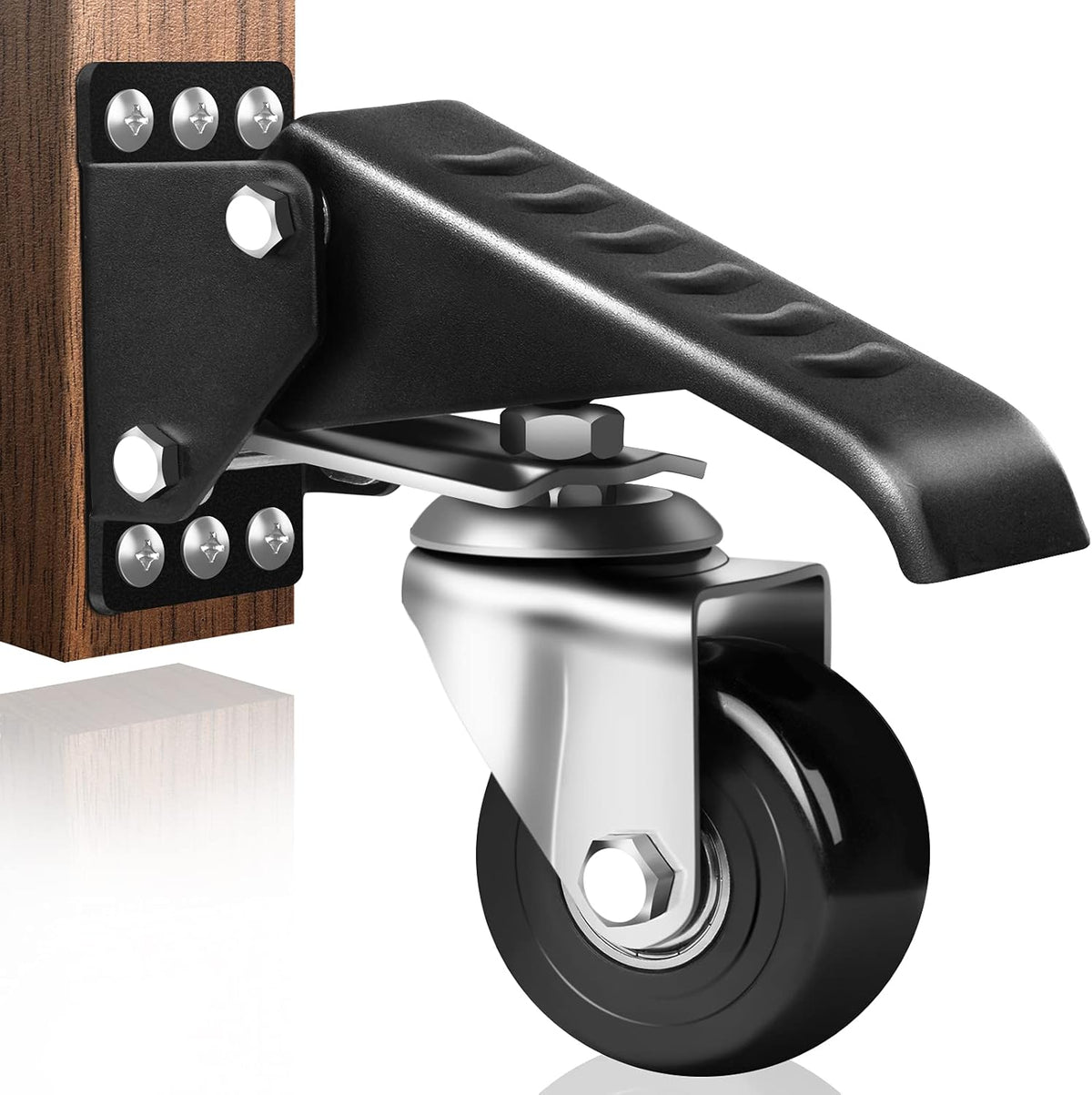 Retractable Casters Kit 900Lbs, 4 Heavy Duty Side Mounted All Steel Urethane Casters, 4 Pack E114708