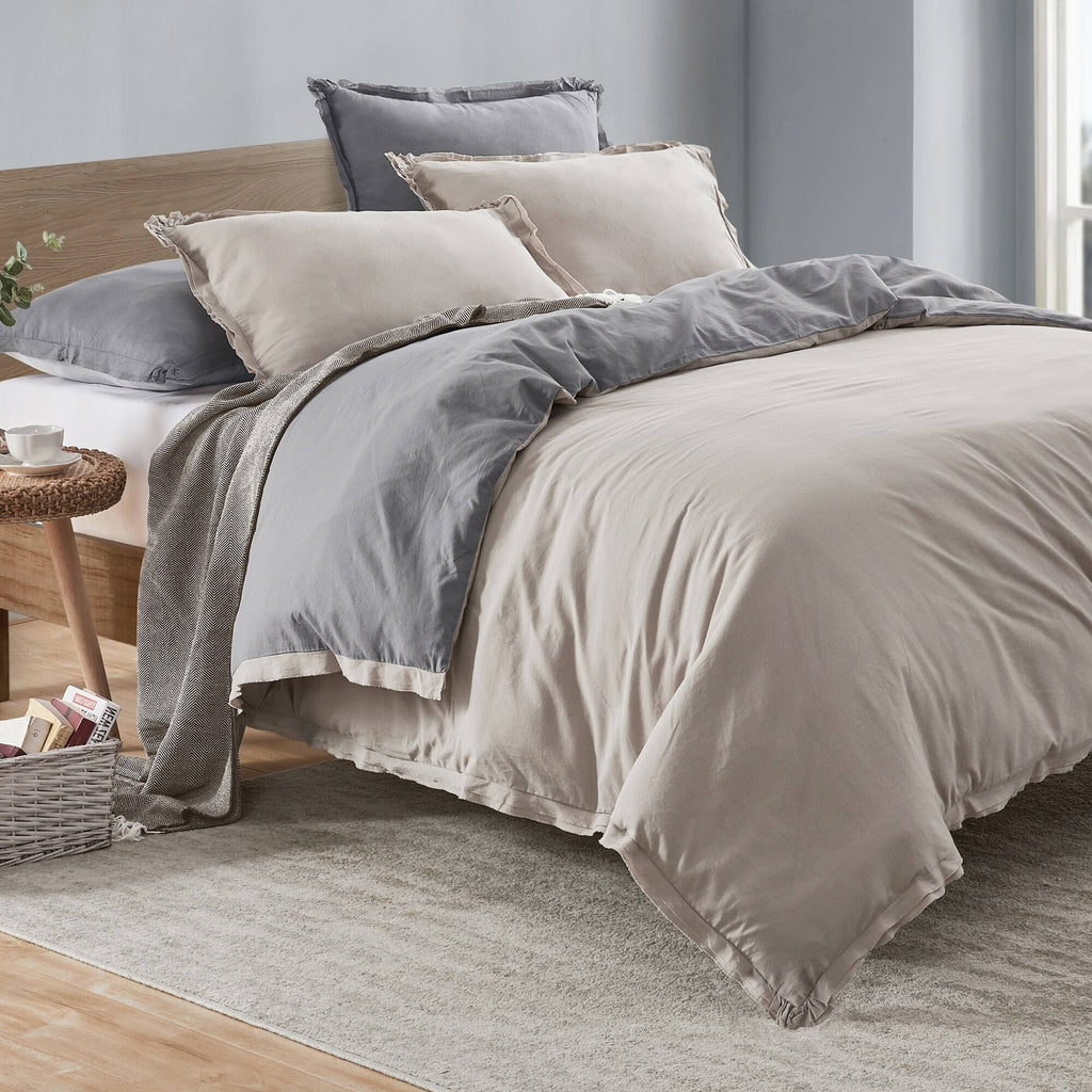 King Garment Washed Cotton Duvet Cover Set W68876