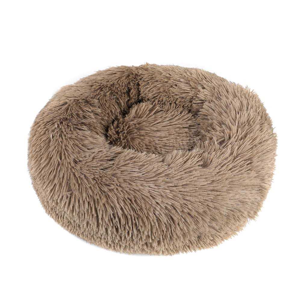 Round Plush Donut Pet Bed Warm Fur Cuddler Cushion Bed Non-Slip D35089