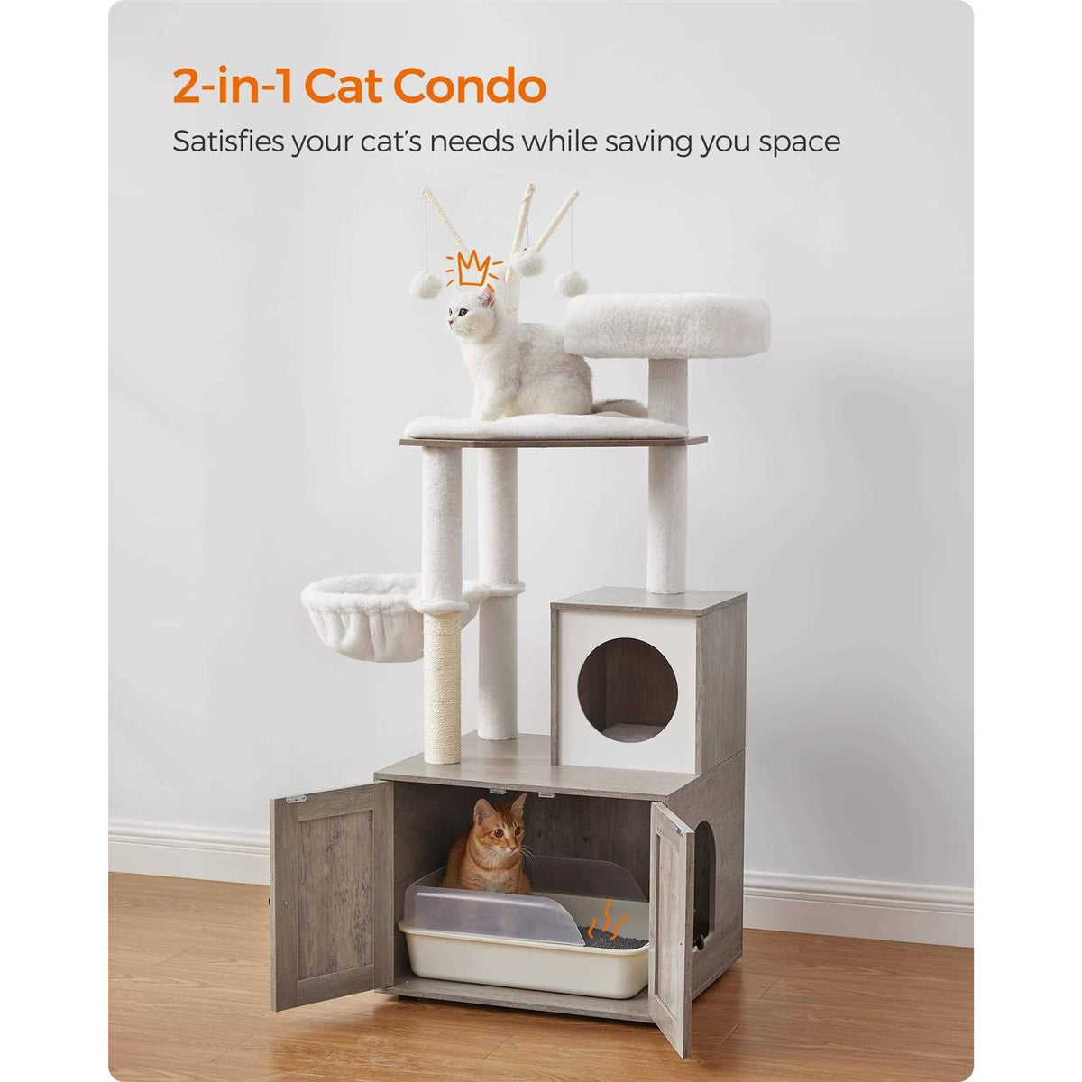 Cat Tree with Litter Box Enclosure 2-in-1 O829997
