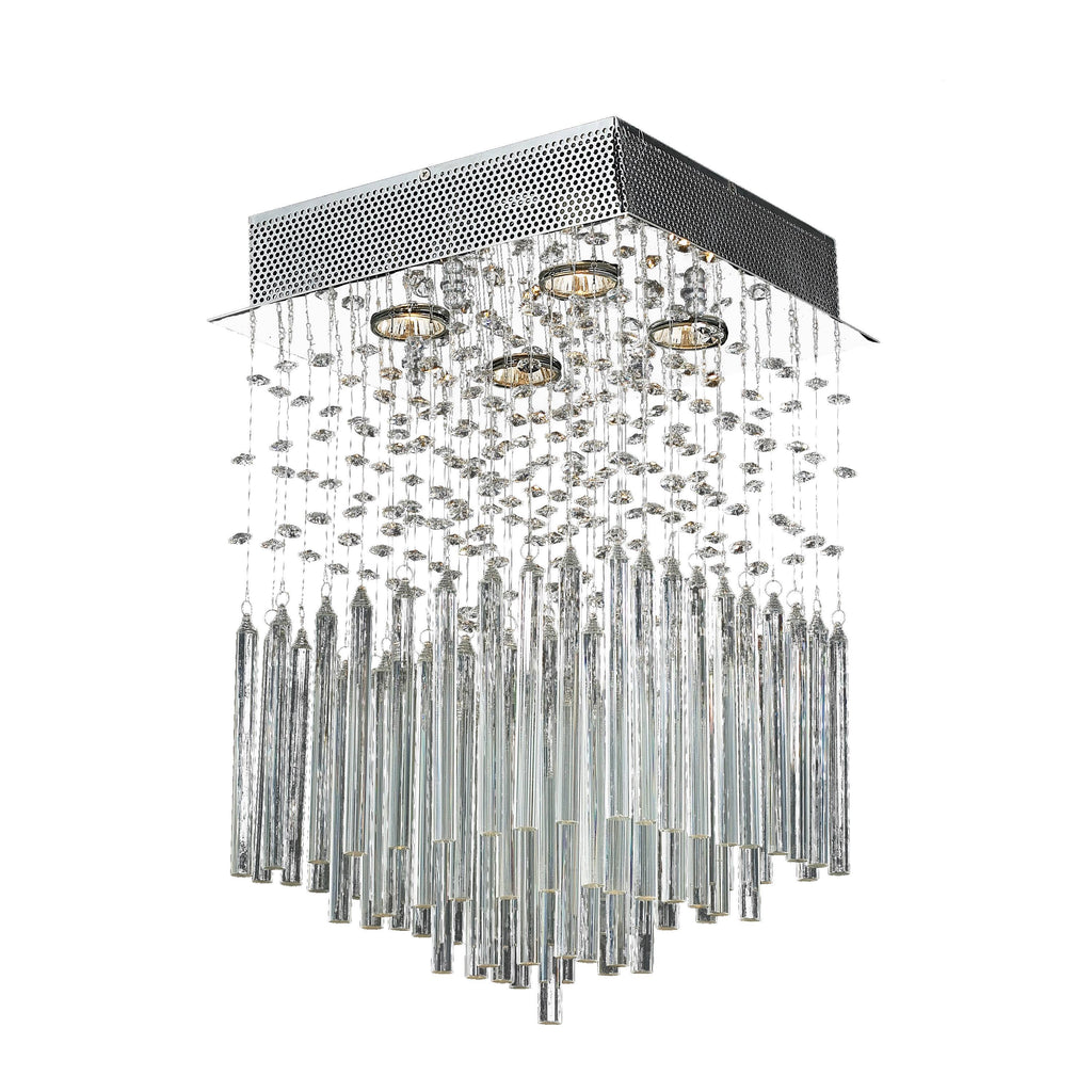 Chrome 4-Light Square Flush Mount P96909