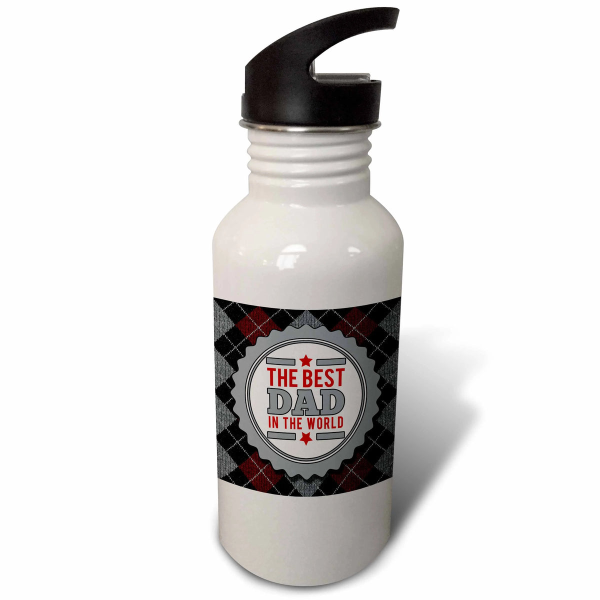 Maroon and Black Argyle Print 21 oz Sports Water Bottle D248074
