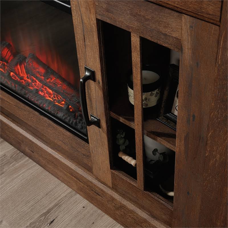 Vintage Oak Media Center Fireplace E505301