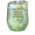 12 oz Double Wall Vacuum Insulated Stainless Steel Stemless Wine Tumbler Travel Mug With Lid M8607