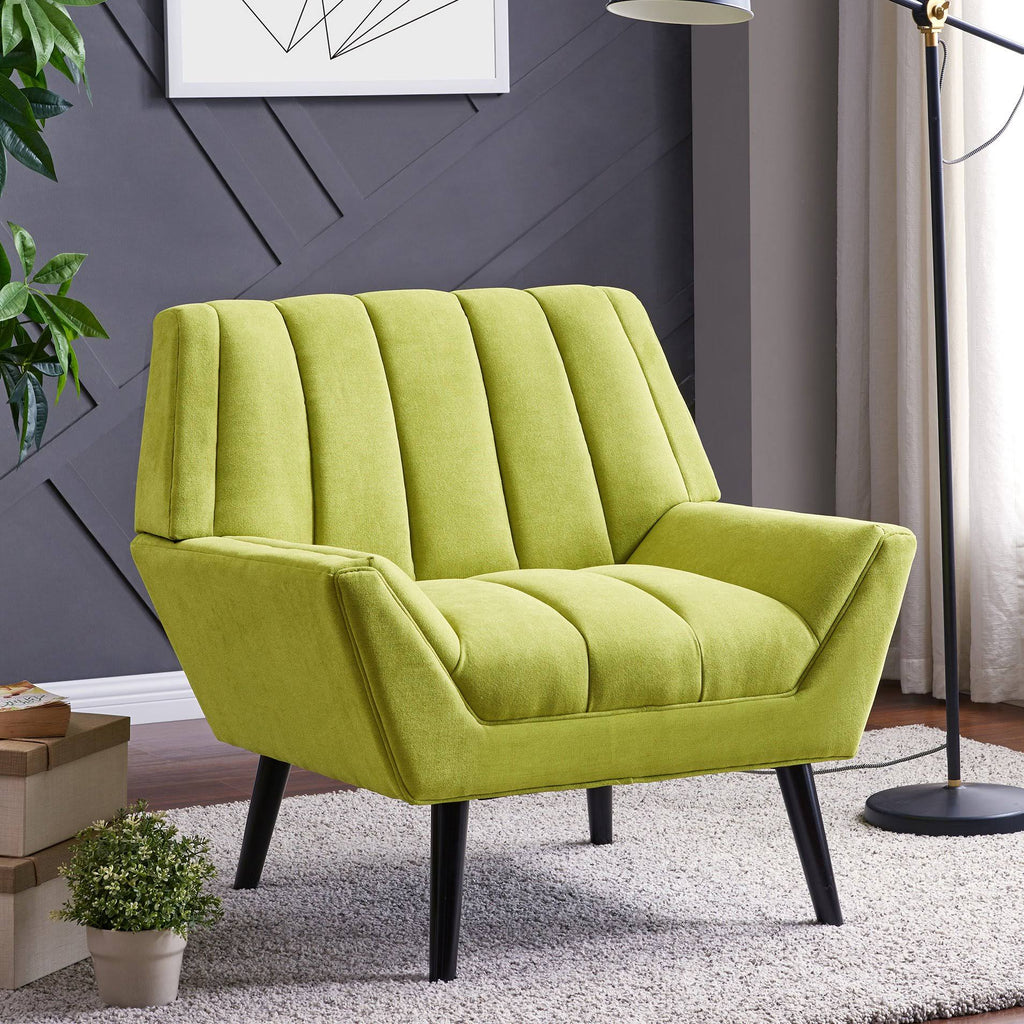 Turquoise Blue Velvet Channel Tufted Armchair J914250