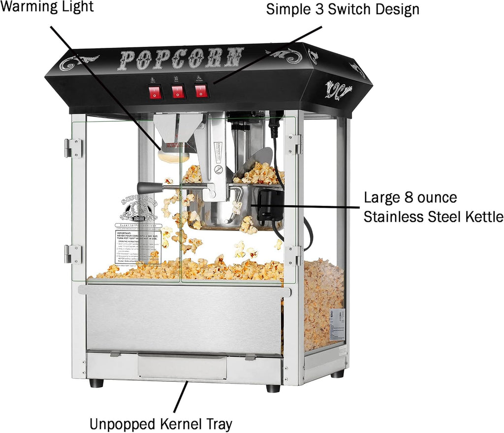 Black 8 Ounce Popcorn Machine P73492