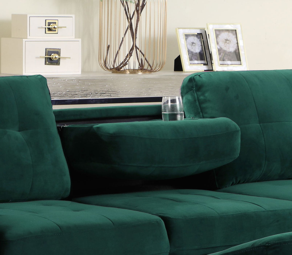 Velvet Reversible Sectional with Storage Ottoman Z52097