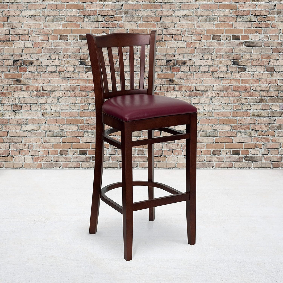Black Vinyl Vertical Slat Back Barstool T95220