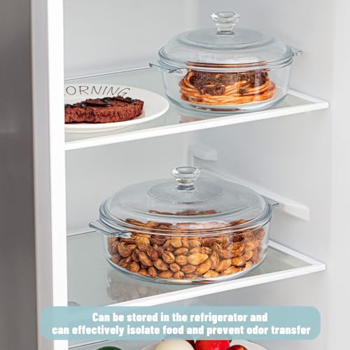 2 Pieces Glass Casserole Dish with Lid, Oven Safe (Square, 0.8L/ 1.5L) Q772248