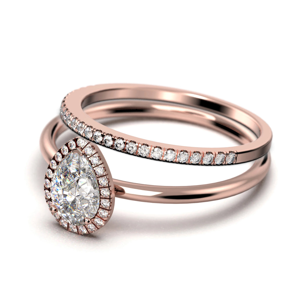 1.75 Carat Pear Cut Moissanite Engagement Ring in 925 Sterling Silver With 18k Rose Gold Plating I157906