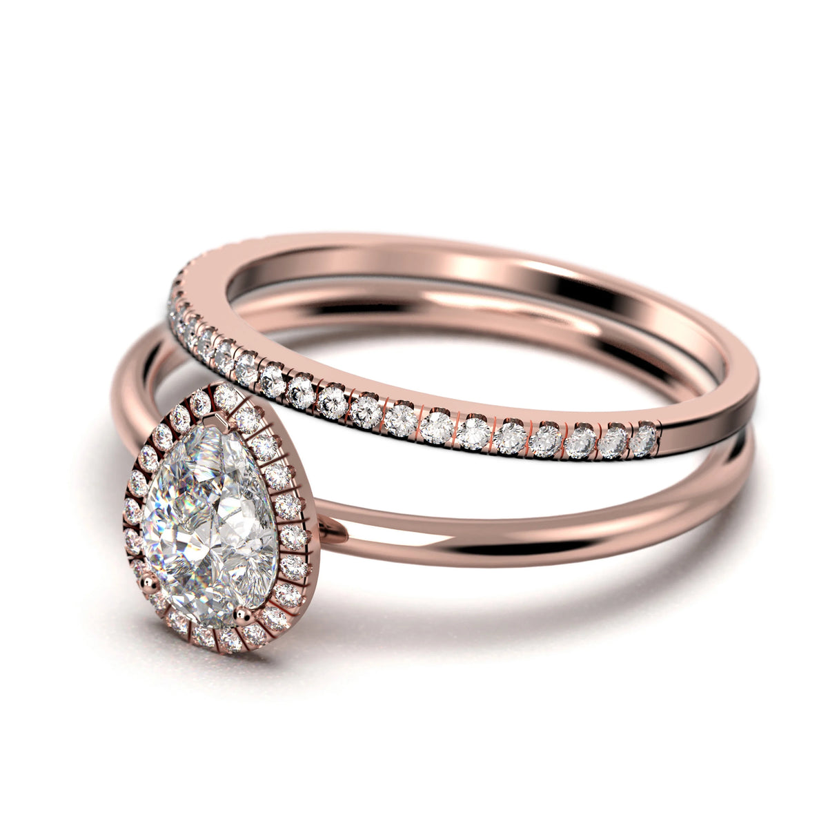 1.75 Carat Pear Cut Moissanite Engagement Ring in 925 Sterling Silver With 18k Rose Gold Plating I157906