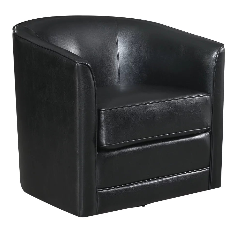 Black Faux Leather Swivel Accent Chair F764