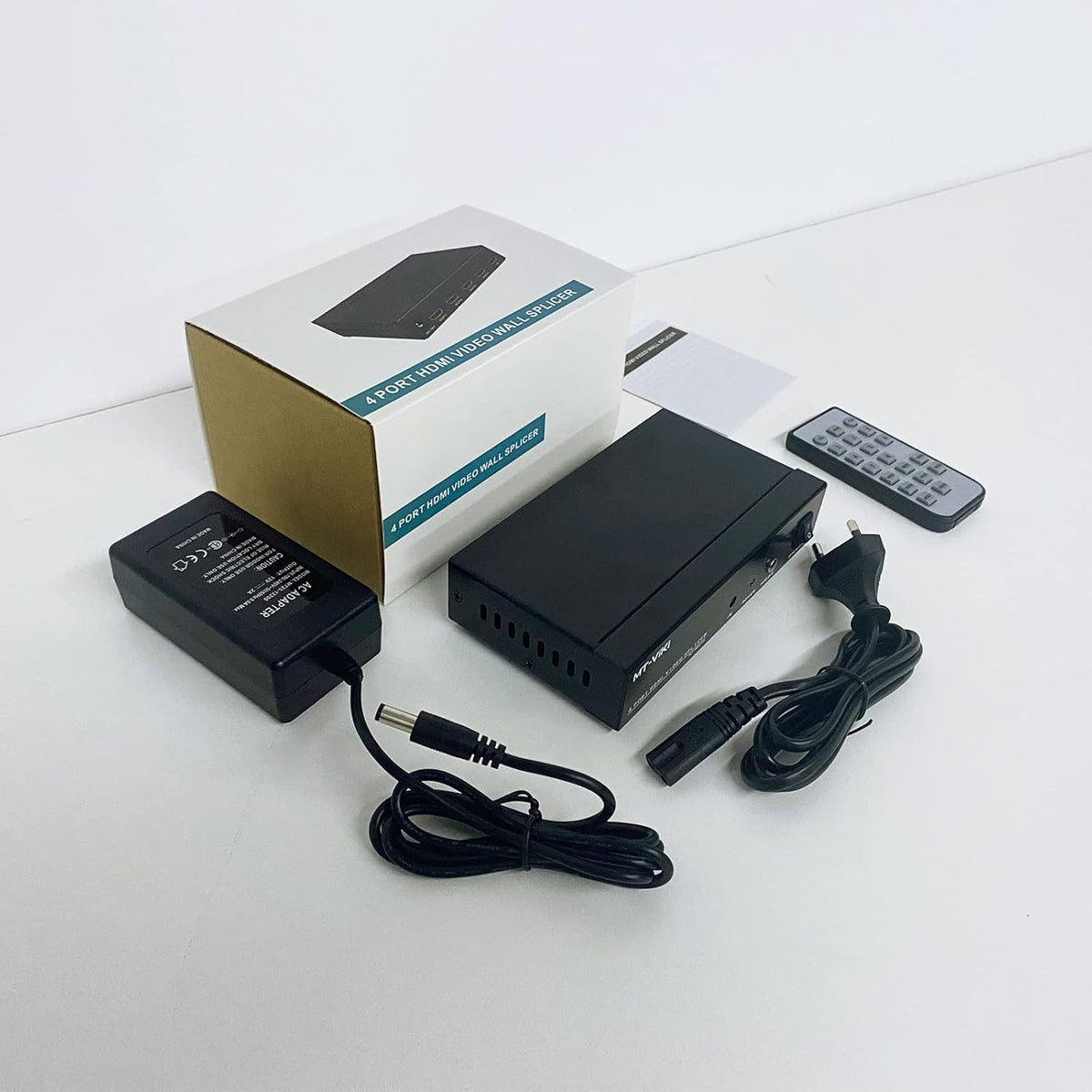 Video Wall Controller 2x2, HDMI TV Wall Processor 4K@30Hz, 4 HDMI Output, 8 Splicing Display Modes B9599