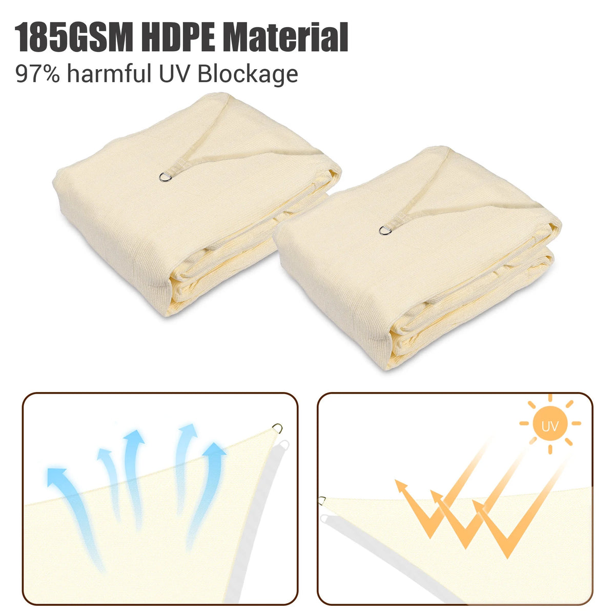 Off White Rectangle Sun Shade Sail Canopy U218