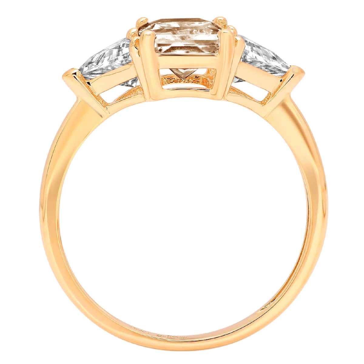 Champagne Simulated Diamond 3 Stone Ring B3936