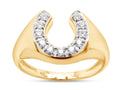 14K Yellow Gold Over Sterling Silver Moissanite Horseshoe Ring D871