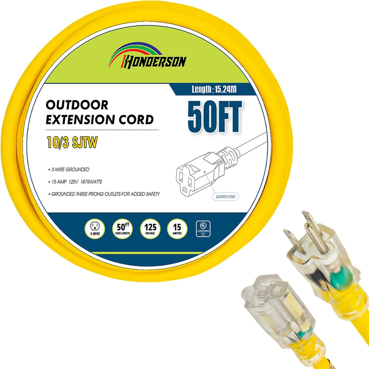 50Ft Heavy Duty Yellow Extension Cord F2750