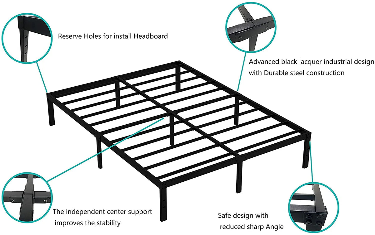 King Size 14 Inches High Bed Frame with Storage F852