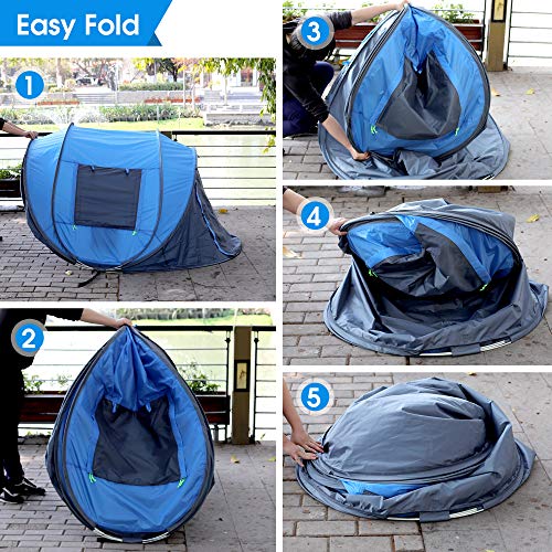 4 Person Pop Up Tent Waterproof Automatic Setup 2 Doors Instant Family Tent N292