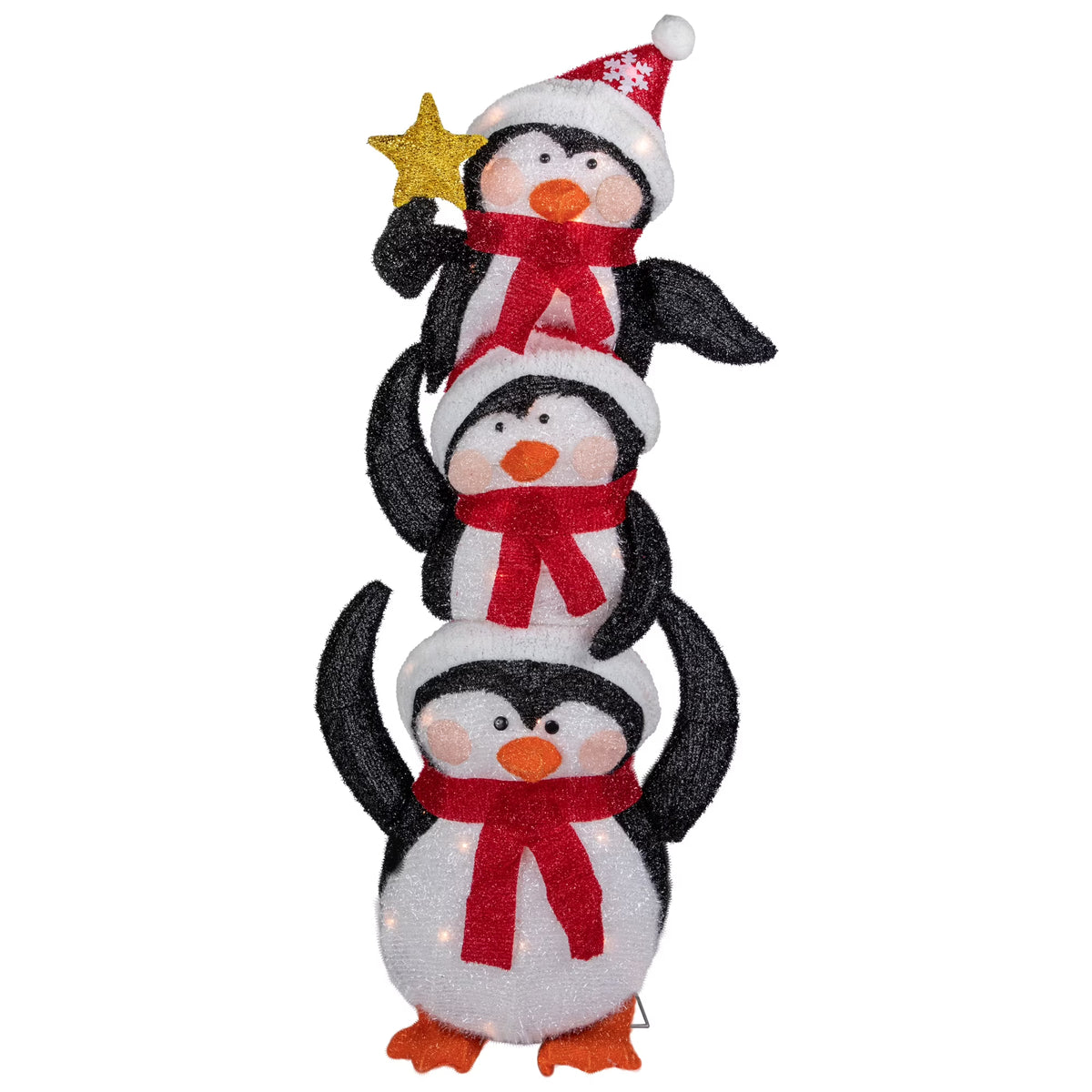41" Lighted Stacked Penguin Family Outdoor Christmas Decoration E340076