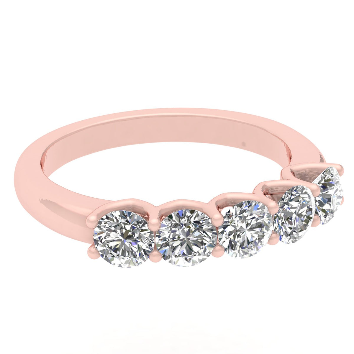 10k Rose Gold Diamond Five Stone Anniversary Band X24666