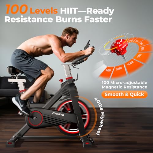 Magnetic Exercise Bike 350 lbs Weight Capacity Indoor Cycling Bike Stationary with Comfortable Seat Cushion Silent Belt Drive H2414